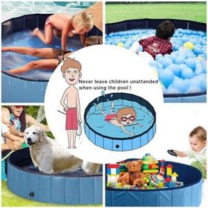 Kiddie/Puppy Pool, Portable, Blue Foldable 31" Dia 8" Deep